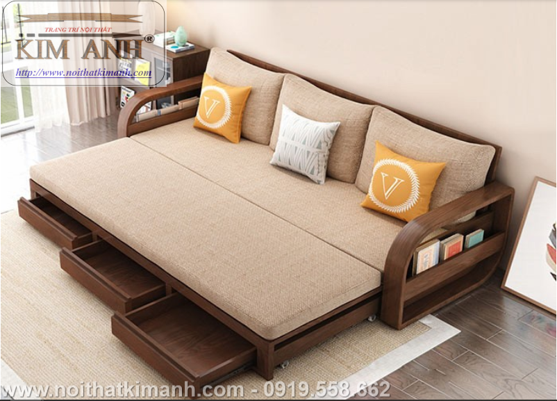 Sofa giường gỗ kéo